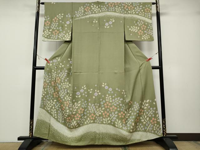 Kimono - 平和屋着物●訪問着　絞り　草花文　正絹　逸品　CABA1643ut