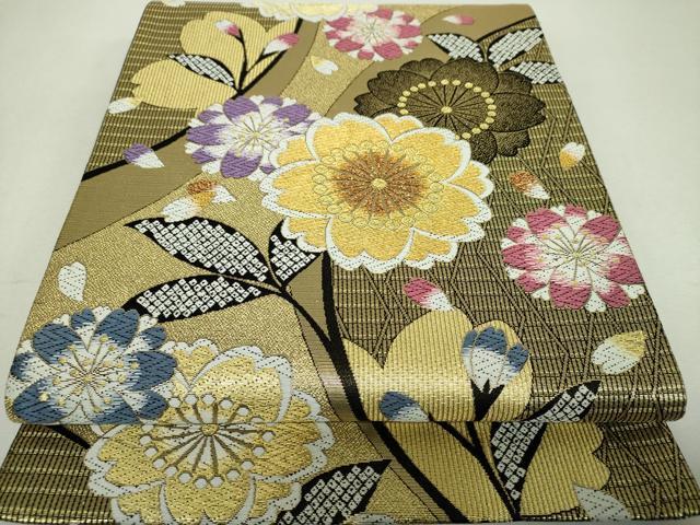 平和屋着物▼六通柄袋帯　舞桜　金糸　正絹　逸品　DABH9857ps