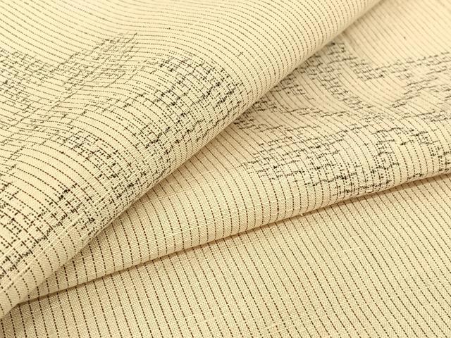 Kimono - 平和屋着物▽上質な紬　単衣　舞葉文　正絹　逸品　AABE9316jh