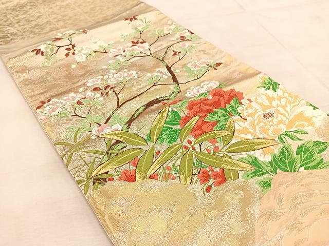 平和屋の平和屋着物◎西陣 太鼓柄袋帯 唐織 春日牡丹図 金糸 正絹 逸品 BAAU9545yc｜アングル2