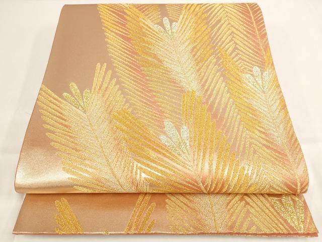 平和屋着物◎六通柄袋帯　若松文　金糸　正絹　逸品　AAAP4409st