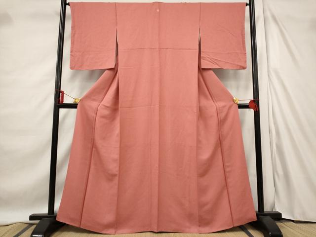 乐天商城 - 平和屋着物■上質な色無地　紋意匠　銀朱色　正絹　逸品　AABD9531st