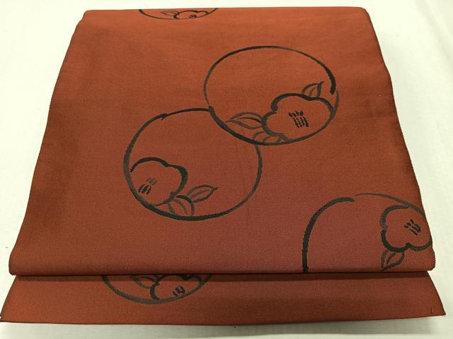 平和屋着物◎六通柄袋帯 花丸文 栗梅色 正絹 逸品 CAAS7664ua
