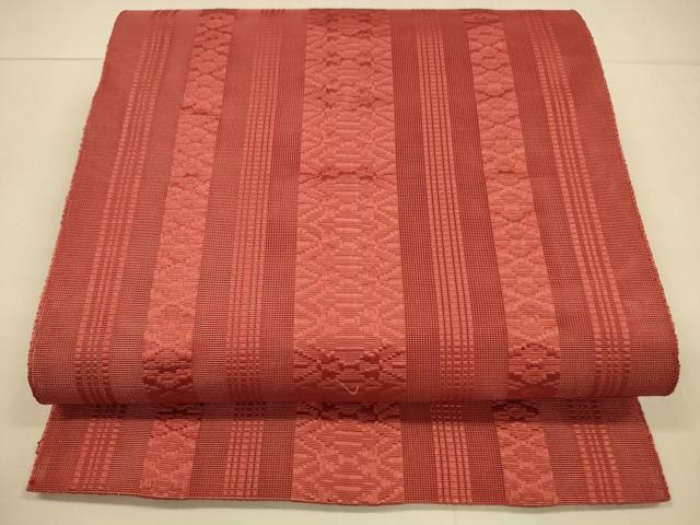 平和屋着物＊夏物 博多織 八寸名古屋帯 紗献上 赤紅色 DAAT1689cm