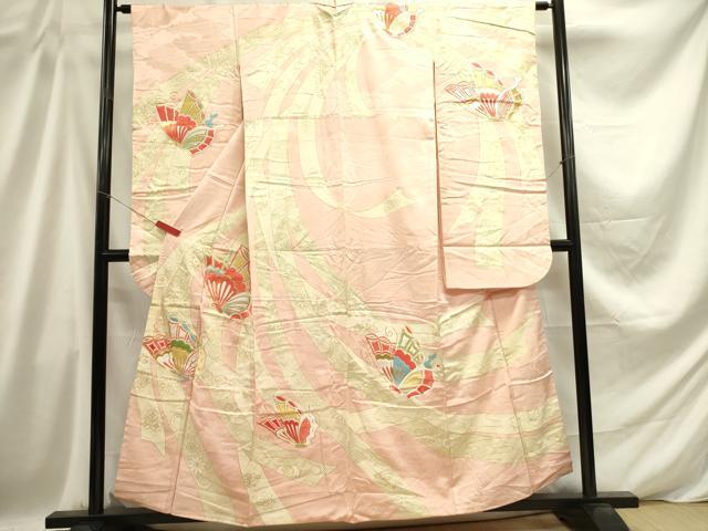 Full-Length Under-Kimono - 平和屋着物■豪華振袖　駒刺繍　総刺繍　舞蝶花熨斗文　金彩　正絹　逸品　DABD0652op