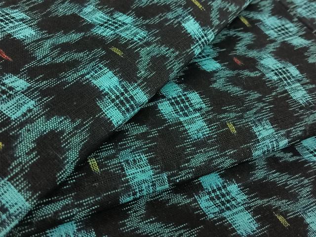 平和屋着物▽久留米絣　単衣　幾何学文様　綿　逸品　AABE9342jh