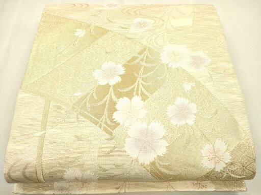 平和屋着物*夏物 六通柄袋帯 流水草花文 金糸 正絹 逸品 CAAT3643eg 平和屋着物*夏物 六通柄袋帯 流水草花文 金糸 正絹 逸品 CAAT3643eg