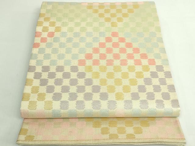 Rakuten - 平和屋着物●極上　洛風林　工芸帯地　六通柄袋帯　市松文様　金糸　逸品　DZAB5548kh6