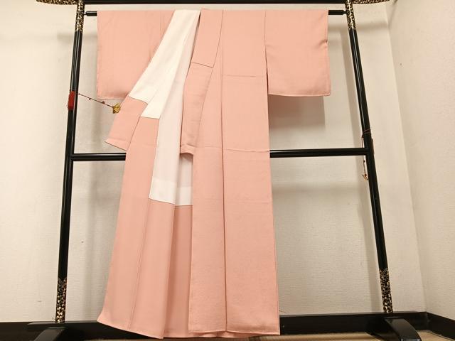平和屋着物●上質な色無地　赤香色　正絹　逸品　未使用　AABC3677ph