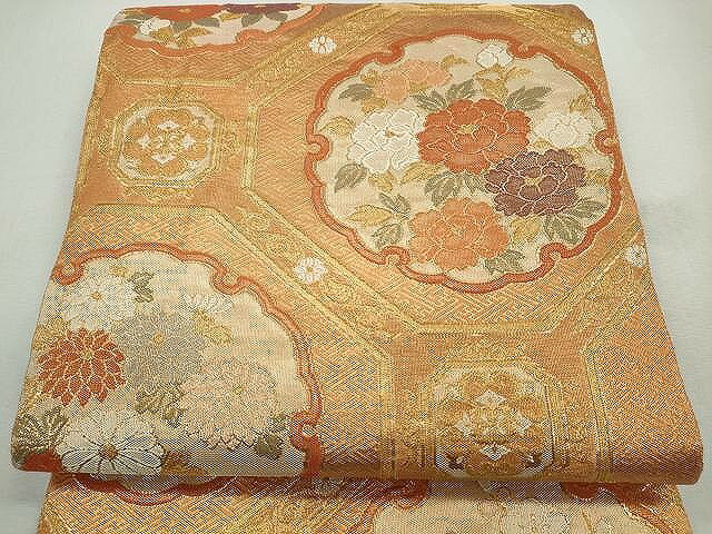 平和屋着物◎佐賀錦　六通柄袋帯　蜀江雪輪枝花文　金糸　正絹　逸品　CAAJ4882yk...