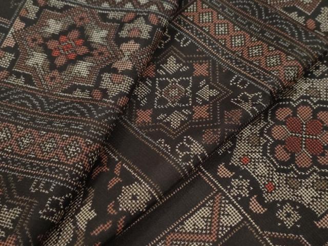 平和屋着物●本場大島紬　7マルキ　色紙重ね吉祥花文　正絹　逸品　未使用　CABB4462yc