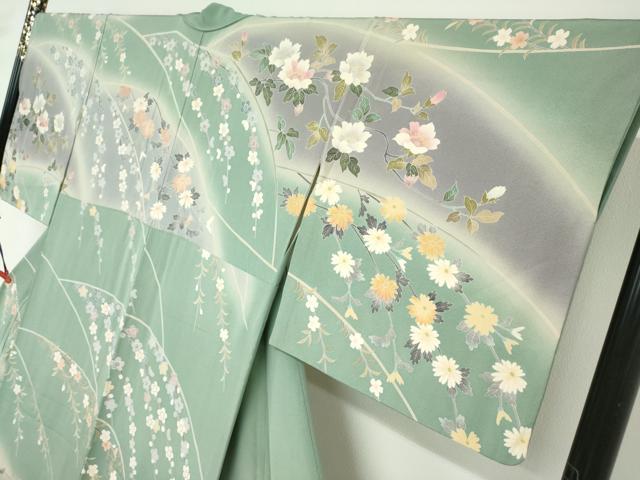 平和屋着物●十日町友禅作家　岡村蒼風　訪問着　草花文　暈し染め　正絹　逸品　DABD9584ud 3