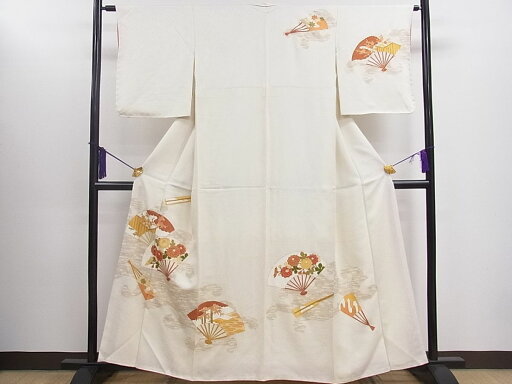 平和屋着物■訪問着 駒刺繍 扇面草花文 金彩 逸品 CAAG0243fb 平和屋着物■訪問着 駒刺繍 扇面草花文 金彩 逸品 CAAG0243fb