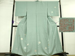 平和屋本店■極上 山口美術織物 皇室 伊勢神宮御用 西陣織 訪問着 唐織 花丸文 金銀糸 ウォーターグリーン色地 逸品 DZAA2622kh5