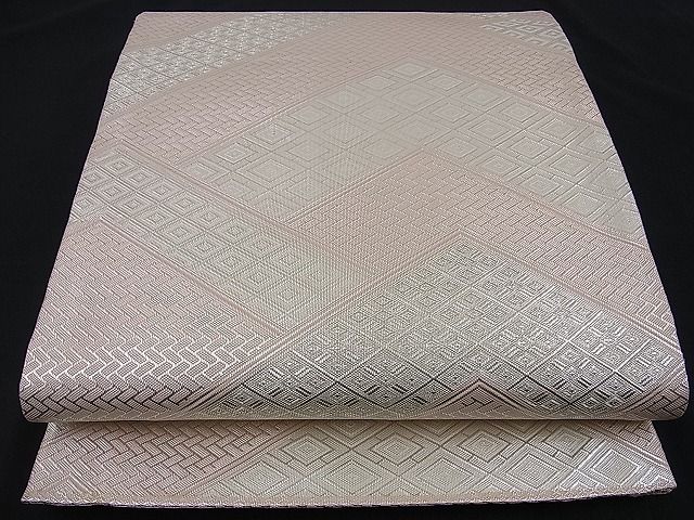 平和屋着物■佐賀錦　六通柄袋帯　裂取文　銀糸　逸品　n-sa2432