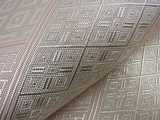 平和屋着物■佐賀錦　六通柄袋帯　裂取文　銀糸　逸品　n-sa2432