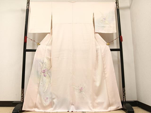 Kimono - 平和屋着物●訪問着　刺繍　飛鳥花文　暈し染め　正絹　逸品　AABA7823ph