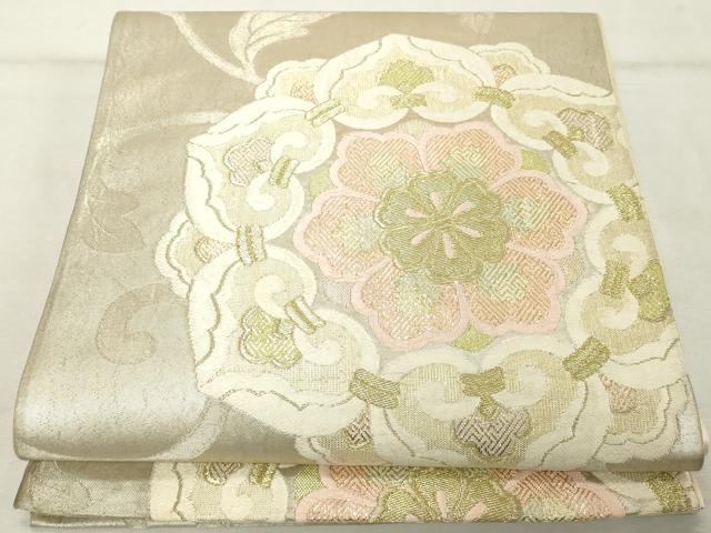 平和屋着物◎六通柄袋帯　唐織　舞花文　金糸　正絹　逸品　DABE7838cd