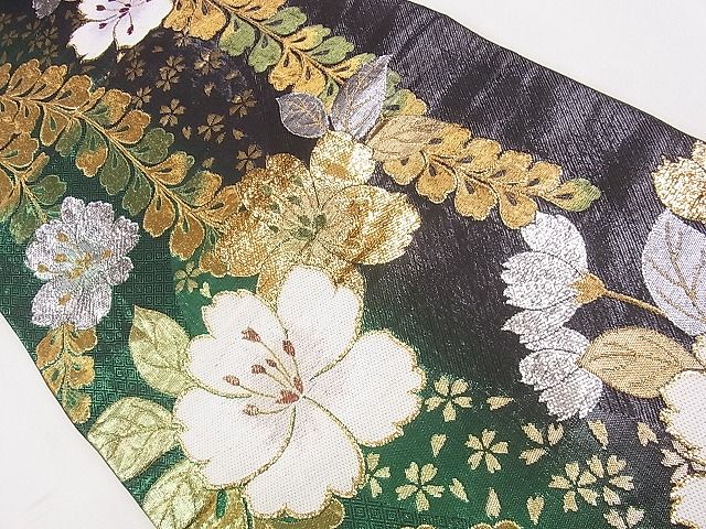 平和屋着物■六通柄袋帯　草花文　金銀糸　逸品　CAAE4867eg
