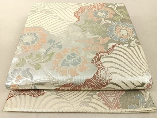 平和屋着物◎佐賀錦 六通柄袋帯 正倉院花文 銀糸 正絹 逸品 AAAK6103Bcy 平和屋着物◎佐賀錦 六通柄袋帯 正倉院花文 銀糸 正絹 逸品 AAAK6103Bcy