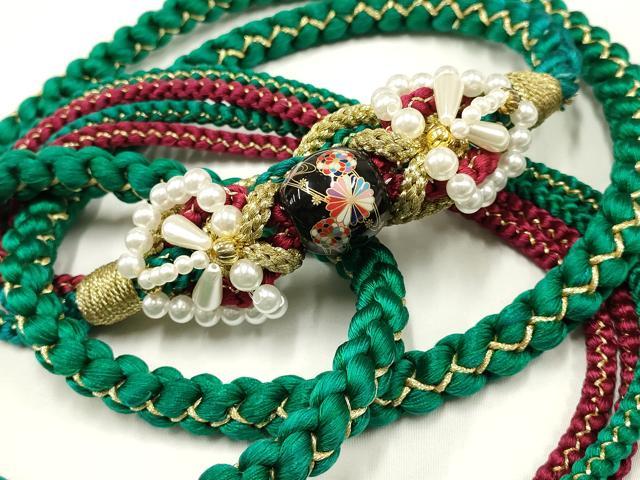 平和屋着物●和装小物　振袖用帯締め　装飾　飾り玉　パール　ビーズ　金糸　逸品　AAAV1721ay