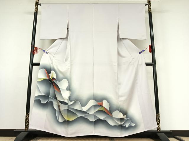 平和屋着物▽訪問着　単衣　霞文　暈し染め　正絹　逸品　AABF0799jh