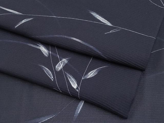 Rakuten - 平和屋着物＊夏物　小紋　絽　枝葉文　濃紺地　正絹　逸品　CABF2466tx