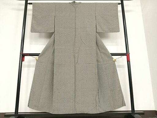 平和屋着物■お召 幾何学文様 黒地 正絹 逸品 AAAK6364Bph 平和屋着物■お召 幾何学文様 黒地 正絹 逸品 AAAK6364Bph