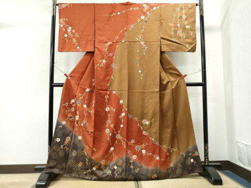 平和屋着物●訪問着 枝花文 暈し染め 金彩 正絹 逸品 CAAS7388yc 平和屋着物●訪問着 枝花文 暈し染め 金彩 正絹 逸品 CAAS7388yc