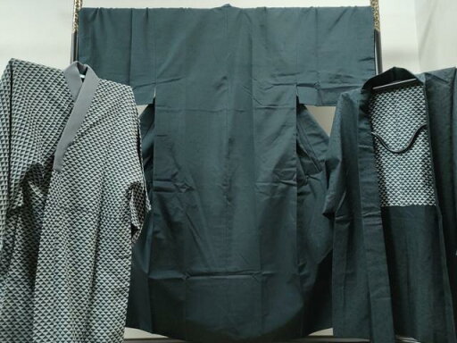 平和屋着物●男性 紬・髭紬羽織・長襦袢セット 色無地 高麗納戸色 キングサイズ 正絹 逸品 CAAS7451yc 平和屋着物●男性 紬・髭紬羽織・長襦袢セット 色無地 高麗納戸色 キングサイズ 正絹 逸品 CAAS7451yc