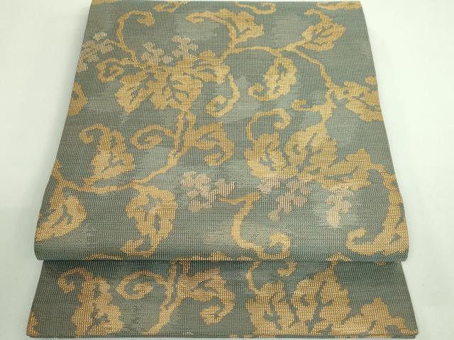 平和屋着物■極上　俵屋　人間国宝　喜多川平朗 有職織物　九寸開き名古屋帯　蔦の葉文　金糸　逸品　DZAB0912kh5