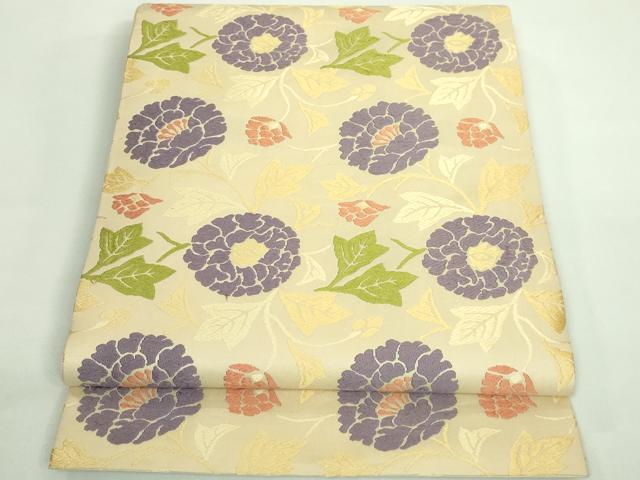 平和屋着物■極上　俵屋　人間国宝　喜多川平朗 有職織物　六通柄袋帯　唐織　草花文　逸品　DZAB0914kh5