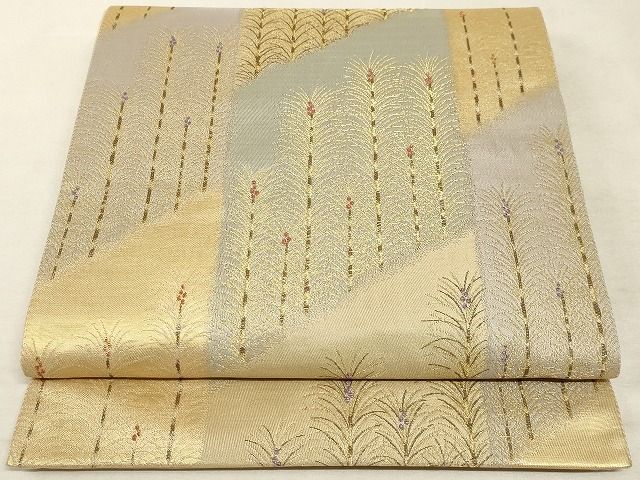 Rakuten - 平和屋着物◎六通柄袋帯　草花文　金糸　正絹　逸品　AAAK3729Asx