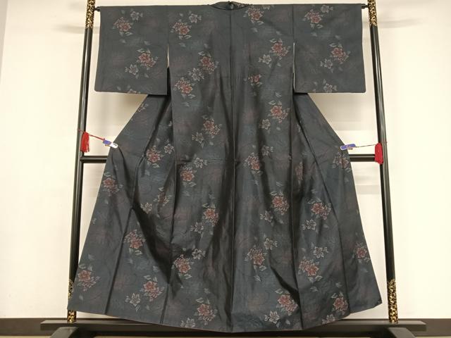 平和屋着物●本場大島紬　草花文　正絹　逸品　AAAW4034np