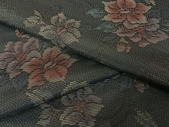 平和屋着物●本場大島紬　草花文　正絹　逸品　AAAW4034np