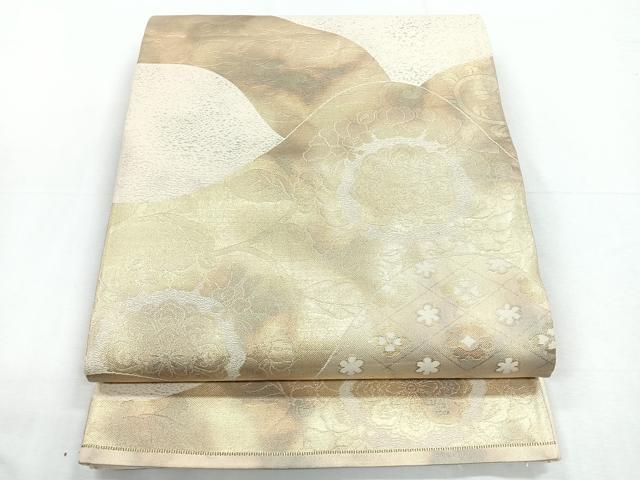 平和屋着物◎六通柄袋帯　吉祥花文　引箔　正絹　逸品　CABD5000nb