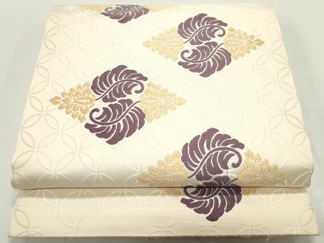 平和屋着物●俵屋　人間国宝　喜多川平朗 有職織物　六通柄袋帯　唐織　七宝菱葉文　正絹　逸品　DAAW6540ob