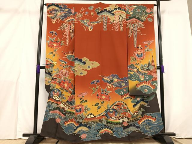 平和屋着物●紅型 振袖 風景文 正絹 逸品 AAAW5160mf