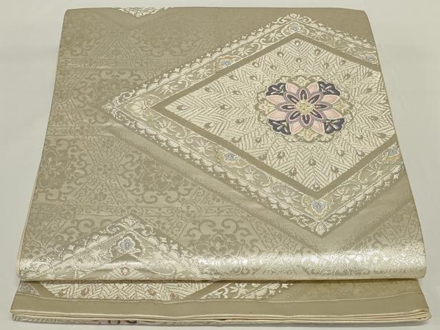 Rakuten - 平和屋着物◎六通柄袋帯　花菱文　銀糸　正絹　逸品　AABH5212ou