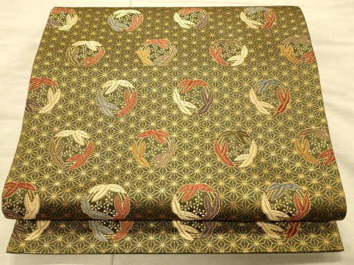 平和屋着物◎六通柄袋帯 唐織 笹丸文 金糸 正絹 逸品 CAAT0261ft 平和屋着物◎六通柄袋帯 唐織 笹丸文 金糸 正絹 逸品 CAAT0261ft