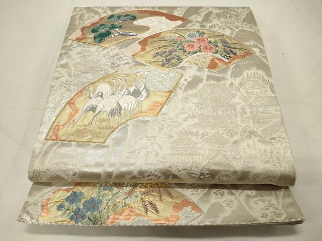 平和屋着物◎六通柄袋帯　唐織　地紙花文　金銀糸　正絹　逸品　CAAT4420in