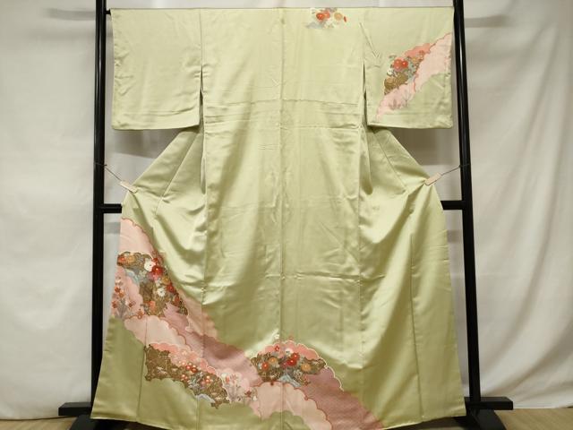 Kimono - 平和屋着物■訪問着　雪輪草花文　暈し染め　金彩　正絹　逸品　CABE1607ev