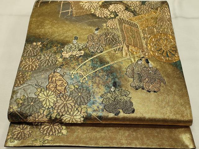 平和屋着物◎六通柄袋帯　人物風景文　金銀糸　引箔　正絹　逸品　DAAS8348qp