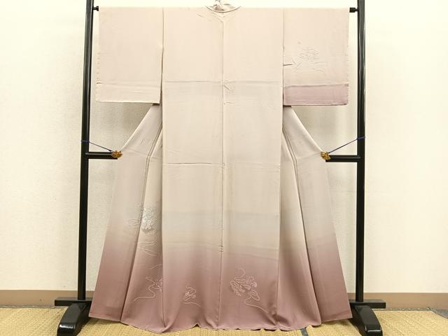 平和屋着物■訪問着 スワトウ刺繍 絵巻花文 暈し染め 正絹 逸品 BAAR0161jr