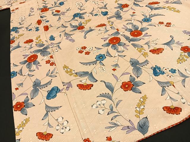 平和屋着物■上質な小紋 手描き 草花文 正絹 逸品 BAAR0713wb