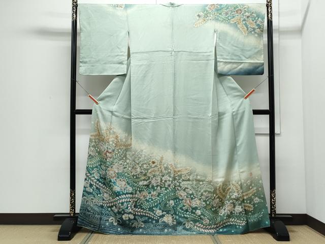 平和屋着物●染色作家　田中良和　訪問着　辻が花　暈し染め　金通し地　正絹　逸品　CABI1508th