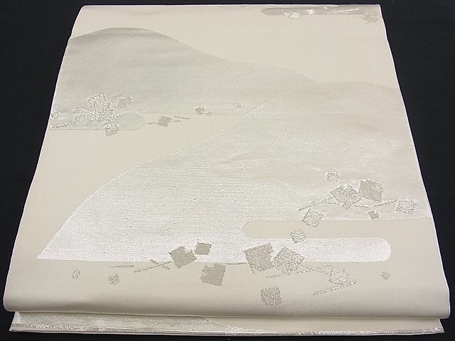 平和屋着物■六通柄　本袋帯　エ霞遠山箔散らし　銀糸　逸品　n-fw1663