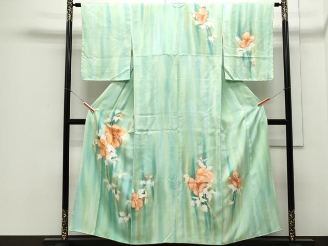 Kimono - 平和屋着物▼訪問着　手描き　草花文　暈し染め　金銀彩　正絹　逸品　CABA8616th