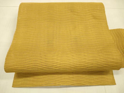 平和屋着物*夏物 絽綴れ 八寸名古屋帯 よろけ縞 黄金色 正絹 逸品 DAAV3628cm 平和屋着物*夏物 絽綴れ 八寸名古屋帯 よろけ縞 黄金色 正絹 逸品 DAAV3628cm
