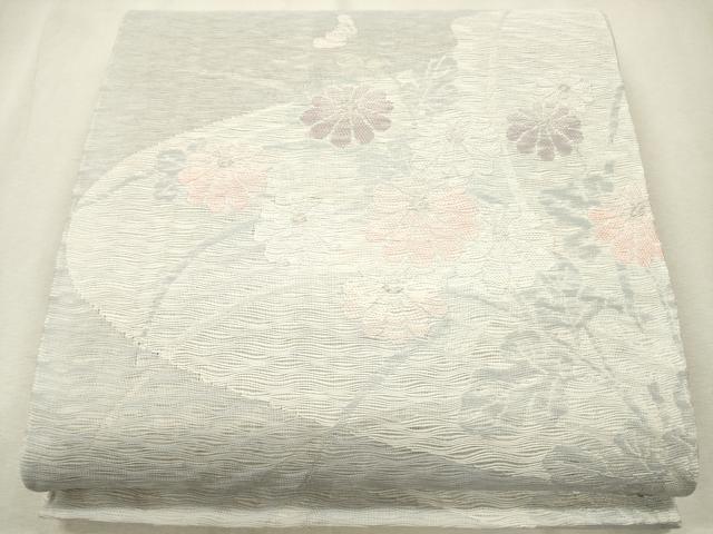 平和屋着物＊夏物　六通柄袋帯　草花文　銀糸　正絹　逸品　CAAS3561eg